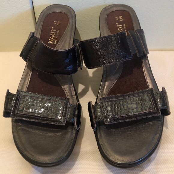 NEW (NWOT) NAOT Treasure dark brown leather sandals sz 41/10 - Picture 2 of 16